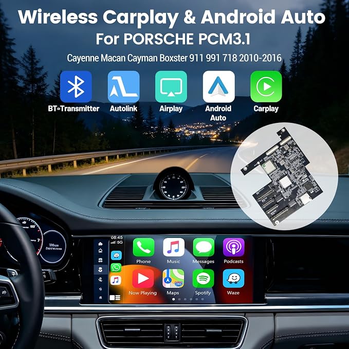 HMYC PCM3.1 Wireless Carplay Android Auto Module for Porsche Panamera Cayenne Macan Cayman Boxster 911 718, NEW Upgrade Carplay Retrofit Kit Decoder,Support MirrorLink Original car Control