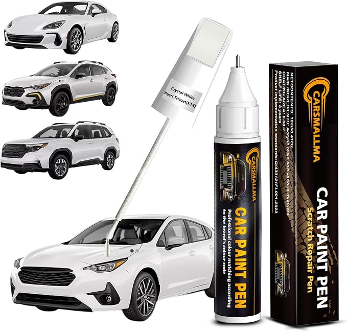 K1X Crystal White Pearl Tricoat Car Touch Up Paint for Subaru, Color Accurate Car Paint Scratch Repair Pen Kit Quick & Easy Fix Vehicle Chips and Automotive Nicks Scuff