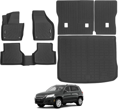 Floor Mats for Volkswagen VW Tiguan 2009-2017, Trunk Mat and Backrest Mat All Weather TPE Protector for Volkswagen VW Tiguan Accessories