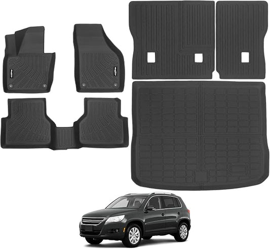 Floor Mats for Volkswagen VW Tiguan 2009-2017, Trunk Mat and Backrest Mat All Weather TPE Protector for Volkswagen VW Tiguan Accessories