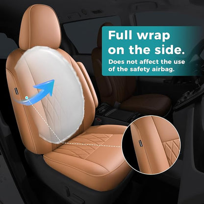 Customized for Toyota Sienna Seat Covers 2011-2020 Sienna 8 Seats 3 Row, Leather Car Seat Covers Waterproof Seat Covers Full Set for Cars, Car Seat Protectors, Airbag Compatible(Brown)
