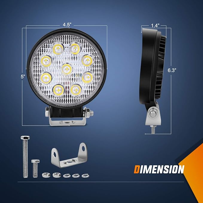 Nilight 4.5 Inch Round 27W Spot LED Work Light Fog Light Waterproof Offroad Driving Led light for Jeep SUV Boat Truck ATV Car, 2 year Warranty (10 pack) (15015S-E)