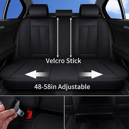 Coverado Car Seat Covers 5 Pieces, Full Set Universal Seat Covers for Cars, Waterproof Nappa Leather Auto Seat Protectors with Head Pillow, Car Interiors Fit for Most Sedans SUV Pick-up Truck, Black