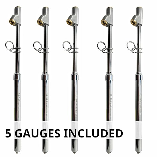 150 Psi Professional Semi Truck Tire Pressure Gauge and Dually Truck Air Gauges. for RV Tire Pressure, Cars, and Drivers with Bad Knees. Dual Head Chuck and Heavy Duty Design. 5 Gauges