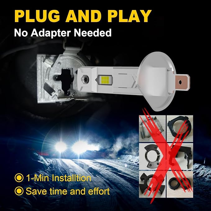 H1 Light Bulb,Super Bright Upgraded 600% 30000LM Brightness Cool White H1/H1LL Bulbs Real 1:1 Halogen Size 80000 Hours Lifespans Easy Install Fog Light Pack of 2