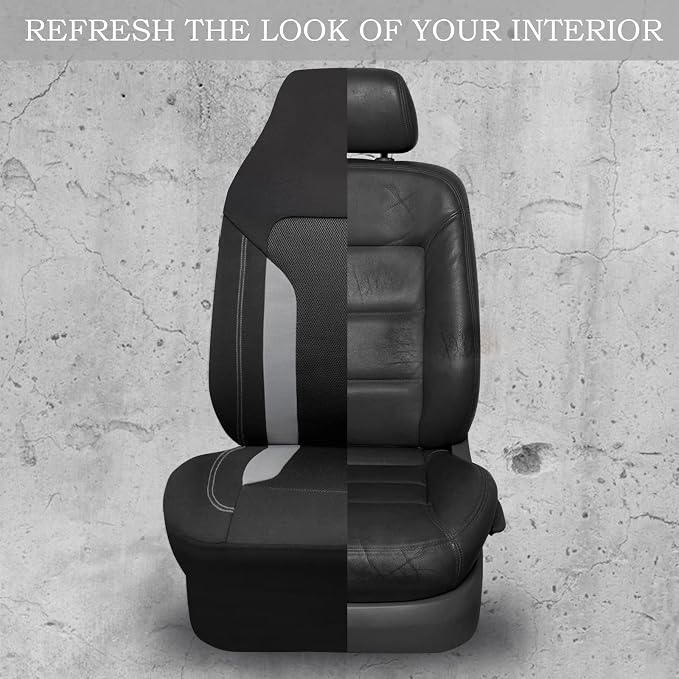 CAR PASS Bucket Gray Car Seat Cover Front Seats, 3D Air Mesh-100% Breathable Sporty Fabric High Back Airbag Compatible, Universal Fit Automotive SUV Truck Sedan Vans, Two Front 2 Piece Black Gray
