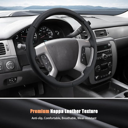 Aimato Customized Steering Wheel Cover for Chevy Silverado 1500 2007-2013/GMC Sierra 2007-2013/2500 3500 Suburban Tahoe Yukon 2007-2014/Traverse 2009-2017/GMC Sierra 2500 3500 2008-2014