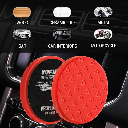 6.5 Inch Buffing Pads, 3Pcs Red Polishing Pad for 6 Inch 150mm Backing Plate - High-Density Buffing Sponge Pads for Car Buffer Boat Polisher Compounding, Polishing & Waxing