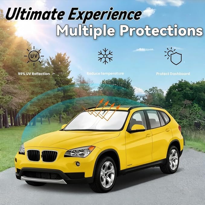 Windshield Sun Shade for BMW X1 E84 2011-2015 Accessories | Front Window Sun Visor Protector & Heat Shield, 240T Sunshade Protection Blocks UV Rays Keep Your Car Cooler