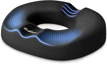 ZIKEE Donut Pillow Seat Cushion for Tailbone Pain, Hemorrhoid Pillow with Pressure Relief Hole & Thigh Slope Design for Postpartum & Post Surgery Sitting Relief, Donut Seat Cushion for Office & Home