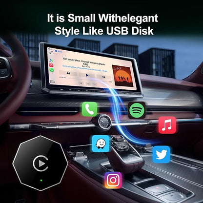Wireless Carplay Adapter, Android Auto Adapter 2025 Carplay, Plug and Play Convert Wired to Wireless Supports Car Original Control, Mini Car Play Box for Cars