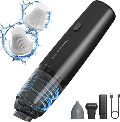 Handheld Vacuum Cordless, Car Vacuum Portable with 2 Suction Modes, Blow & Suction 2-in-1, Mini Vacuum Cleaner Rechargeable for Car, Home, Pet Hair, Office, Desk, Keyboards (Black)