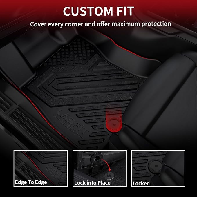 LASFIT Floor Mats & Backrest Mats & Cargo Mats for Hyundai Palisade 7/8 Seats 2025 2024 2023 2022 2021 2020, All Weather TPE Custom Fit Floor Liners for Palisade Full Set Car Mats Accessoires, Black