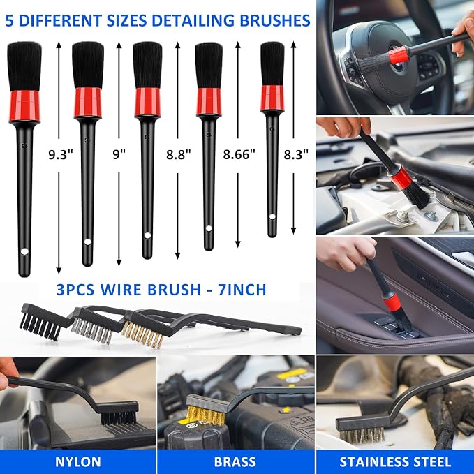 41Pcs Car Cleaning Wash Kit Interior Detailing Cleaner Kit with High Power Handheld Vacuum, Collapsible Bucket, Windshield Tool, Snow Shovel, Tire Brush, Complete Car Care Tools, Black