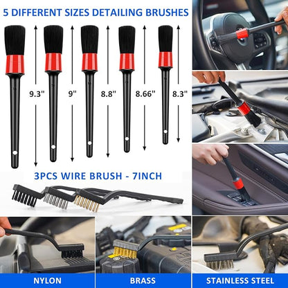 41Pcs Car Cleaning Wash Kit Interior Detailing Cleaner Kit with High Power Handheld Vacuum, Collapsible Bucket, Windshield Tool, Snow Shovel, Tire Brush, Complete Car Care Tools, Black