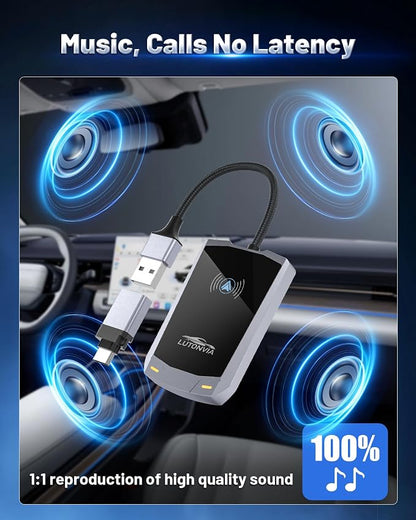 Android Auto Wireless Adapter - Tap & Go NFC Magic! Auto-Connect in 3 Secs, Zero Lag, Works in Any Car 2017+ (Type-C Adapter Party Included!)