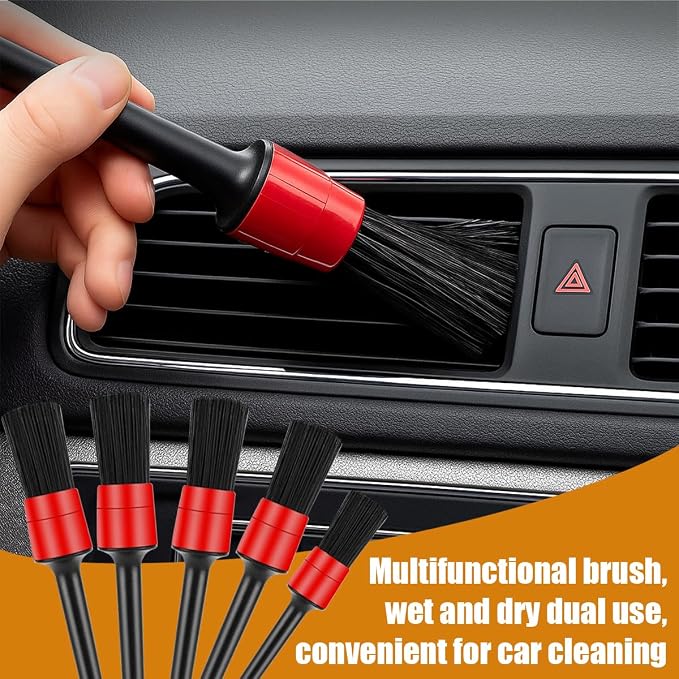 5PCS Car Detailing Brush Set, Ultra Soft Bristle No Scratch Vehicle Air Vent Dust Cleaning Brush, Automotive Interior Exterior Cleaner Tool Kit, Universal for Most Vehicles