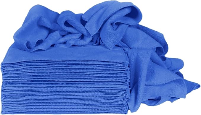 CleanAide 300 GSM Ultra Absorbent Microfiber Cleaning Towels for Kitchen, Car, and Home, Reusable Lint-Free Cloths, Scratch-Free, Streak-Free, Wet or Dry Cleaning, 12x12 in, 50-Pack, Blue