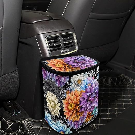BIGCARJOB Blossom Lotus Car Trash Can Bin for Car Back Seat,Portable Car Trash Bag Hanging,Vehicle Trash Can Automotive Car Garbage Cans Auto Accessories