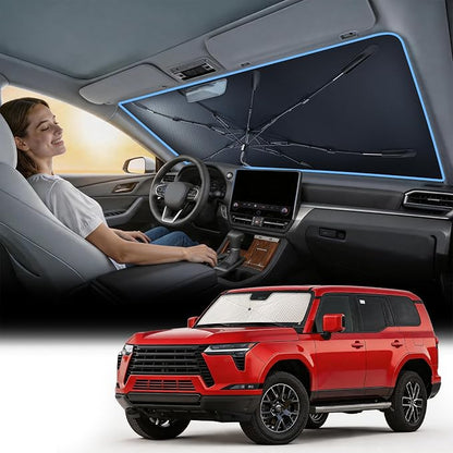 Nmoiss [Vinyl Coating Heat Shield] Windshield Sun Shade Umbrella Custom for Lexus GX, Protect Car from Sun Rays & Heat Damage Keep Cool and Protect Interior