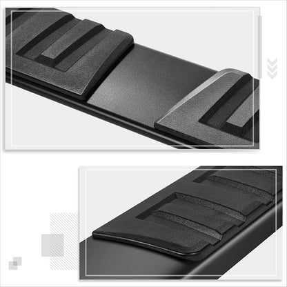 Pair 6.3" Black Powder Coated Flat Side Step Bars Running Boards Compatible with 2007-2019 Chevy Silverado GMC Sierra 1500 2500HD 3500HD Extended Cab, Stainless Steel