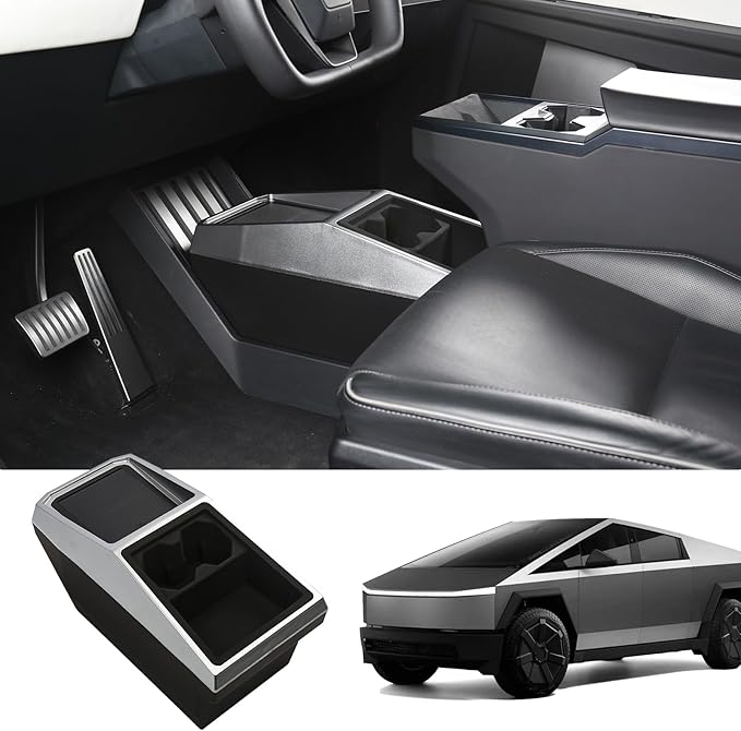 Floor Center Console Organizer for Tesla Cybertruck 2024-2026, Cybertruck Accessories Interior Storage Box, Double Layer Tray Insert, Anti-Slip TPE Console Organizer