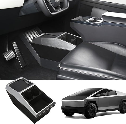 Floor Center Console Organizer for Tesla Cybertruck 2024-2026, Cybertruck Accessories Interior Storage Box, Double Layer Tray Insert, Anti-Slip TPE Console Organizer