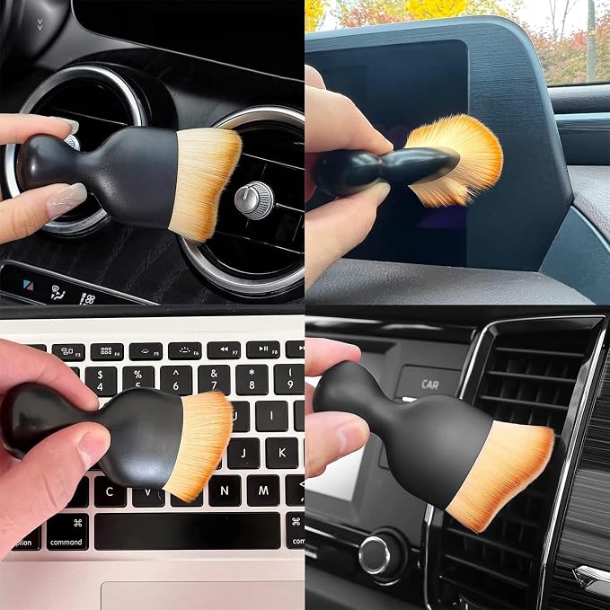2PCS Car Interior Dust Sweeping Soft Brush, Automotive Interior Dusting Brush, Car Detailing Interior Cleaning Brush Ideal for Interior, Exterior, Dashboard, Air Vents, Soft Bristles
