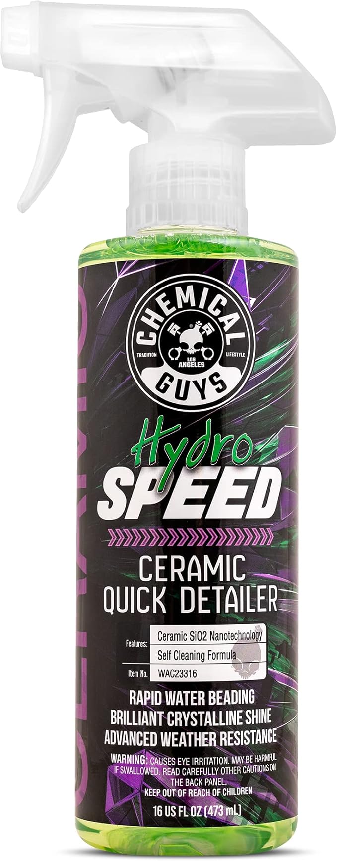 Chemical Guys HydroSpeed Ceramic Quick Detailer Spray - SiO2 Shine Car Detailer Spray for Cars, Trucks, SUVs, Motorcycles and RVs, Boosts Gloss, Hydrophobic Protection and Slickness, 16 oz