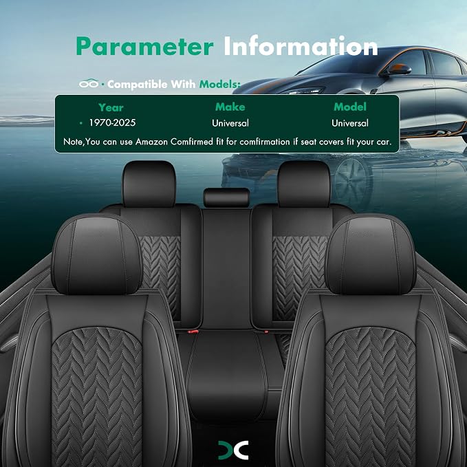 SCITOO Universal Car Seat Covers Full Set,Waterproof Automotive Seat Covers for Front and Back Seats, Premium Car Seatshelteror, Seat Covers for Cars Black – Fits Most Vehicles(Black,Full Set)