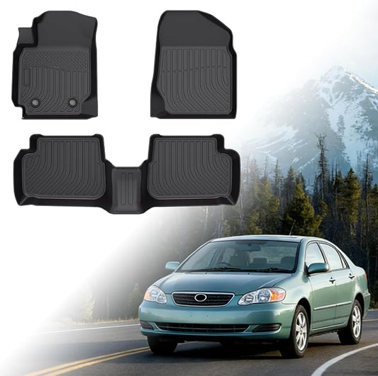 Floor Mats for Toyota Corolla 2003 2004 2005 2006-2008(NOT for with Rear Seat Vents), 2007 Corolla Floor Mats, Custom Fit TPE Corolla Mats Accessories, 1st & 2nd Rows All Weather Protection