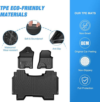 Nilight TPE Floor Mats for Dodge Ram 1500 Crew Cab New Body (Not Classic) 2019 2020 2021 2022 2023 2024 All Weather Custom Fit Heavy Duty Floor Liners