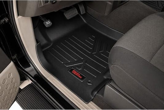 Rough Country All Weather Floor Mats for Nissan Titan Crew Cab (2004-2015) - Non-Slip Waterproof Flexible Floor Mat, Front & Rear Set
