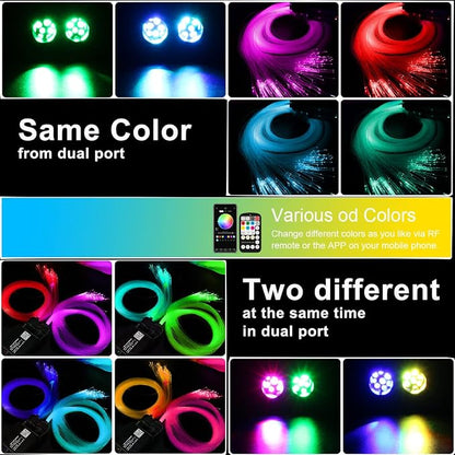 AZIMOM Dual Color 20w Twinkle Fiber Optic Starlight Headliner Kits1000pcs 0.03in 13.1ft, RGB Meteor Shooting Star, Sound Activated Remote APP Control Home Car Ceiling Décor