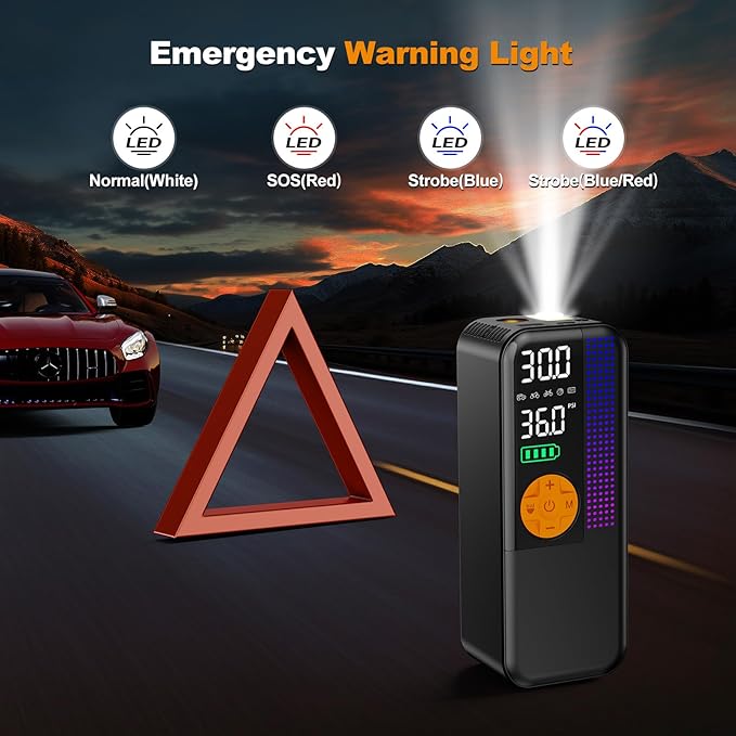Jump Starter with Air Compressor,5500A Portable Car Battery Booster(All Gas & 10L Diesel) with 150PSI Cordless Auto Tire Inflator,15V Portable Car Battery Jump Starter Box with LCD Display LED Light