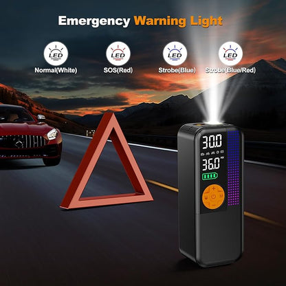 Jump Starter with Air Compressor,5500A Portable Car Battery Booster(All Gas & 10L Diesel) with 150PSI Cordless Auto Tire Inflator,15V Portable Car Battery Jump Starter Box with LCD Display LED Light