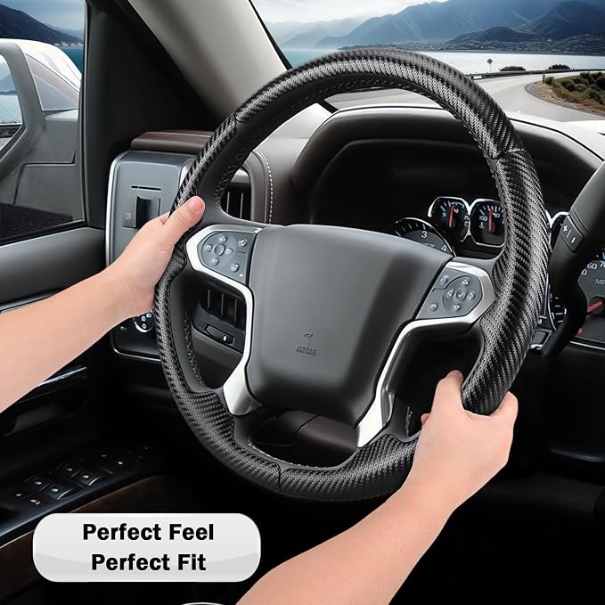 Steering Wheel Cover for Chevy Silverado 1500 2014-2018/2500 2500HD 3500 3500HD 2015-2019/ 4500HD 5500HD 6500HD 2019-2024/ Suburban Tahoe 2015-2020/ Traverse 2018-2023 Chevrolet