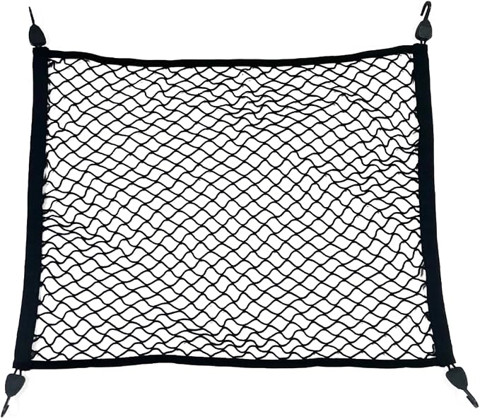 Cargo Net for Pickup Truck Bed, Trucks Cargo Net Mesh Organizer, 4'x4' Stretch to 7'x7' Highly Elastic Truck Bed Net for Camping, Trip Luggage, Compatible with Trailer, Ford, Chevrolet, Dodge