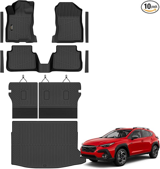 Floor Mats & Cargo Mat & Backrest Mat Custom for Subaru Crosstrek Hybrid 2026 (Not for Gas), Door Sill Guards, All Weather TPE Full Set Floor Liners Trunk Mat for Crosstrek Hybrid 2026 Accessories