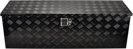 48''Inch Aluminum Truck Tool Box Truck Bed Toolbox Truck Trailer Chest Box Trailer Underbody Storage Organizer Waterproof Square Storage Organizer w/Lock & Keys Black(‎48" Lx15 Wx15 H)