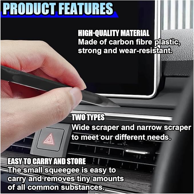 3PCS Plastic Scraper Tool - Multi-Purpose Non-Scratch Scrapers Cleaning Tool for Tight Spaces - Pen-Shaped Label Sticker Remover Scraper for Car Detailing Kitchen Crevices Gaps (Black)
