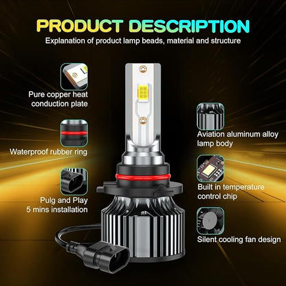 Compatible for Nissan Altima High Low Beams 2007 2008 2009 2010 2011 2012 2013 2014 2015 2016 2017 2018, White Powersports Bulbs with Cooling Fan, for Fog Lights, Plug and Play, Off-Road Use, 4 PCS