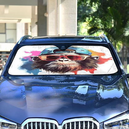 Windshield Sun Shade Gorilla Monkey Front Window Block UV Shades Visor Reflective Retractable for Car SUV Trucks