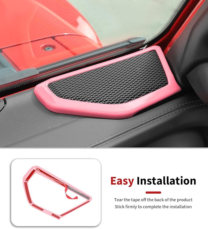 JWWY Interior Trim Kit Dress-Up Kit Decor Set Center Console Gear Shift Dashboard Panel,Door Window Switch Knob Speaker Cover Trim for 2024–2026 Jeep Wrangler JL JLU & Gladiator JT Pink 28pcs