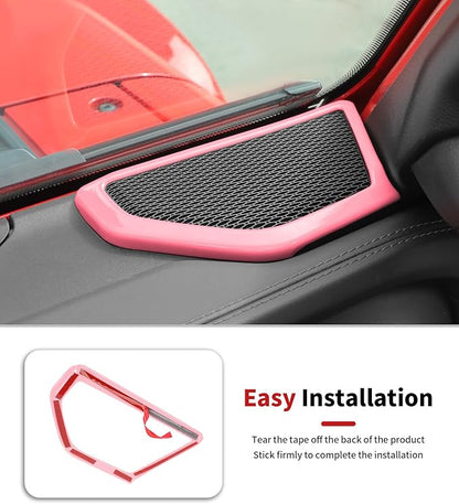 JWWY Interior Trim Kit Dress-Up Kit Decor Set Center Console Gear Shift Dashboard Panel,Door Window Switch Knob Speaker Cover Trim for 2024–2026 Jeep Wrangler JL JLU & Gladiator JT Pink 28pcs