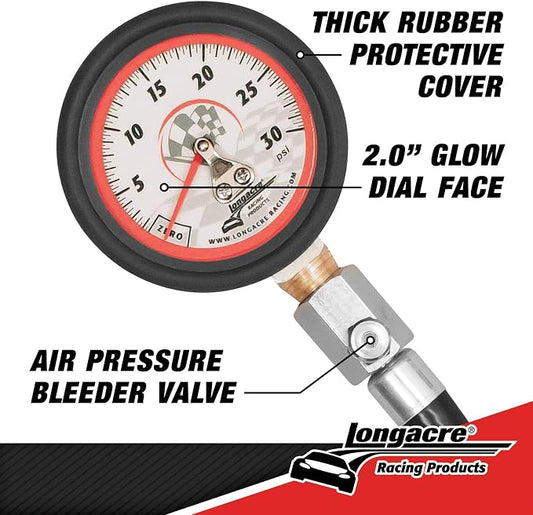Longacre 52-52024 0-30 PSI Tire Pressure Gauge, 2 Inch