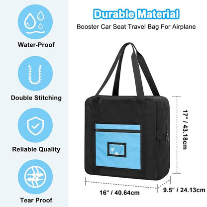 Teamoy Infant Booster Seat Travel Bag for Airplane, Compatible with Most Standard Boosters, Booster Seat Bags with Handle, Black