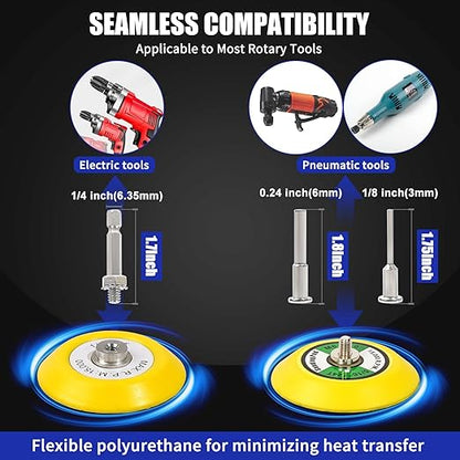 133 PCS Sanding Disc Drill Polishing Kit Sanding Attachment, 3 Inch Wet Dry Headlight Restoration Kit, Hook and Loop Sandpaper Buffing Pads with Rotary Tools for Car Wood Metal Glass Resin Expoxy