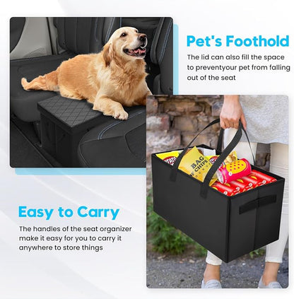 Autorder Car Seat Organizer for 2017-2025 2026 Chrysler Pacifica Accessories Portable Backseat Organizer with Lid Handles Multipurpose Car Floor Storage for Kids Toys Baby Products Daily Necessities