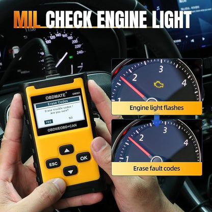 Check Engine Code Reader, OBDMATE OM201 OBD2 Diagnostic Tool Clearing Faulty Codes with Wireless Printing | Graphic Live Data| EVAP Test